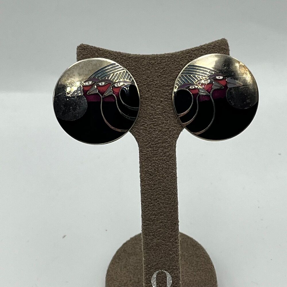 Laurerl burch celestial birds silver tone circle pierced Earrings